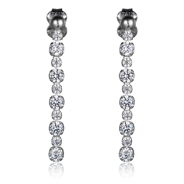 Diamondlite Cubic Zirconia Long Drop Bridal Earrings in Silver