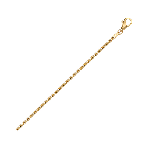 18K Gold Solid Diamond Cut 7" Rope Bracelet