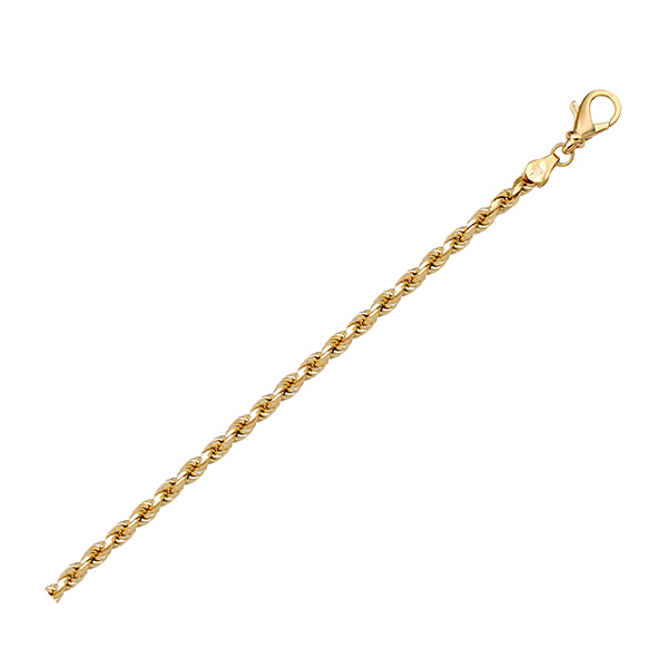 7" 18K Gold Solid Diamond Cut Rope Bracelet - 3.2 gm