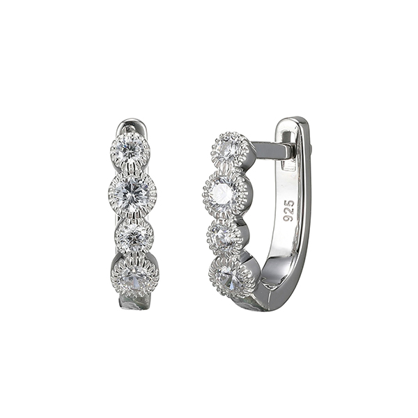 Diamondlite Cubic Zirconia 12.5 x 11mm Huggie Earrings - Silver