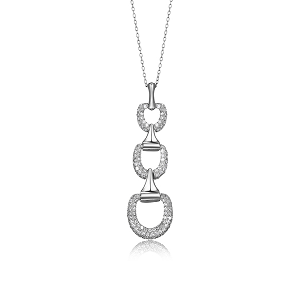 Diamondlite Cubic Zirconia Horsebit Long Link Necklace - Silver
