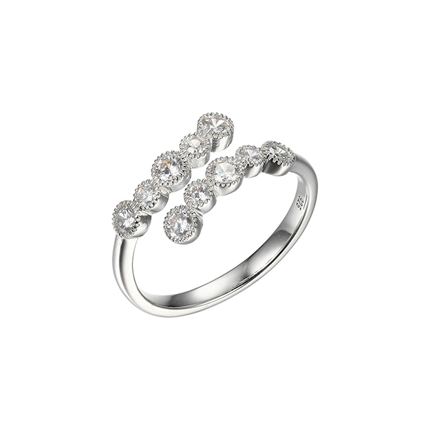 Diamondlite Cubic Zirconia Bypass Ring - Size 7 - Silver