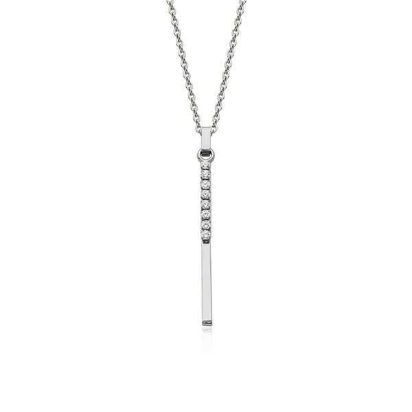 CJ Steelx Long Bar Necklace with Crystals