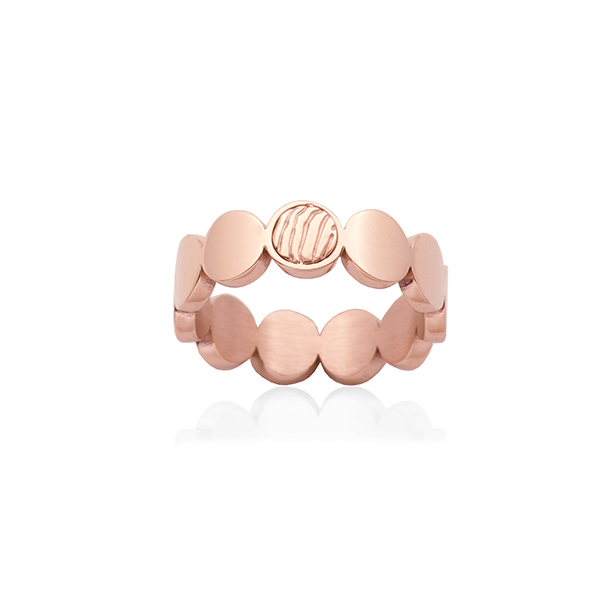 CJ Steelx Dot Band Ring in IP Rose Gold - Size 9