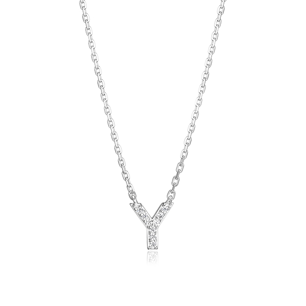 Diamondlite Cubic Zirconia Mini Initial Y Necklace - Silver