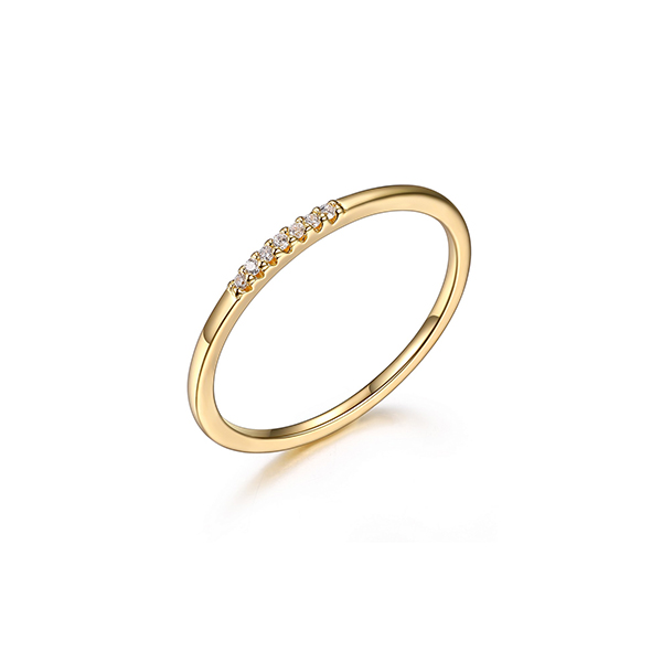 Diamondlite Cubic Zirconia Ultra-slim Stackable Ring in Sterling Silver - Gold - Size 5