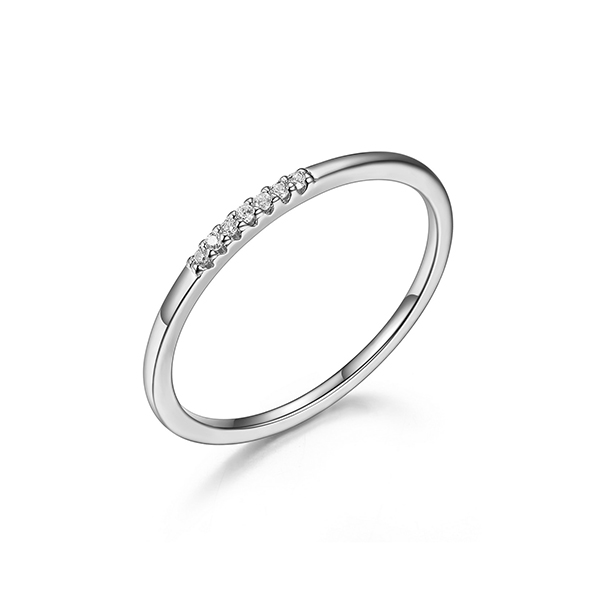 Diamondlite Cubic Zirconia Ultra-slim Stackable Ring - Silver - Size 5