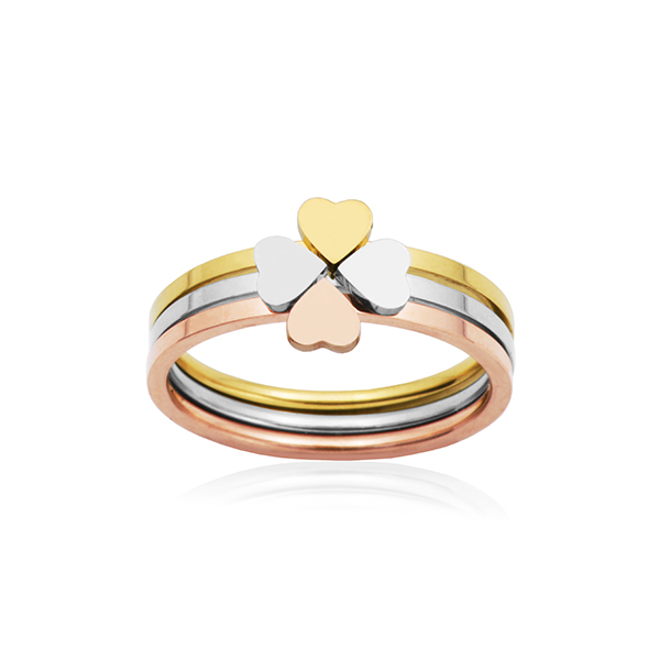 CJ Steelx Set of 3 clover/heart ring - Size 9