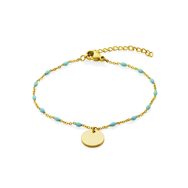 CJ Steelx Turquoise Enamel Anklet - Gold