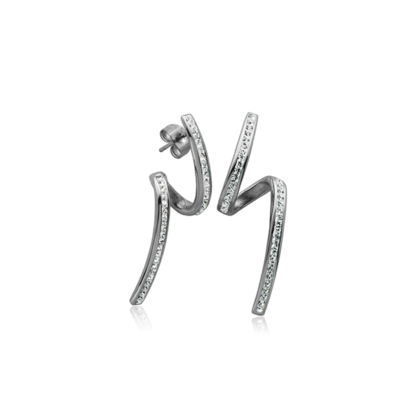 CJ Steelx Spiral Crystal Earrings - Silver
