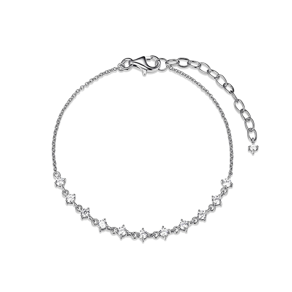 Diamondlite Cubic Zirconia 2.5mm Layering Chain Bracelet - Silver