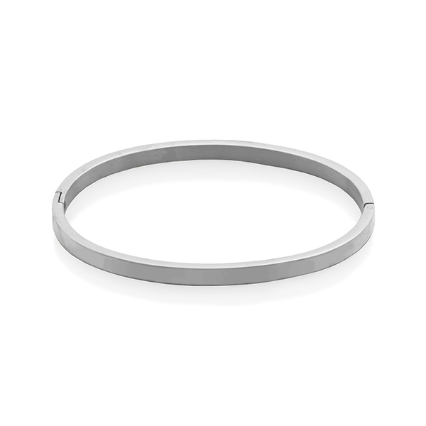CJ Steelx Bangle with Hinge Closure - Silver