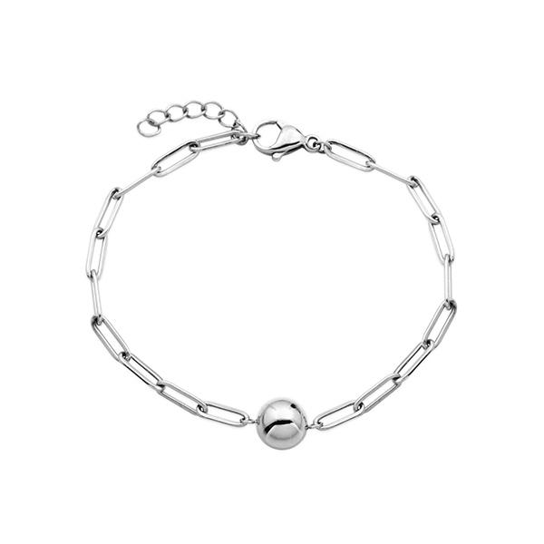 CJ Steelx Link Chain and Bead Bracelet - Silver