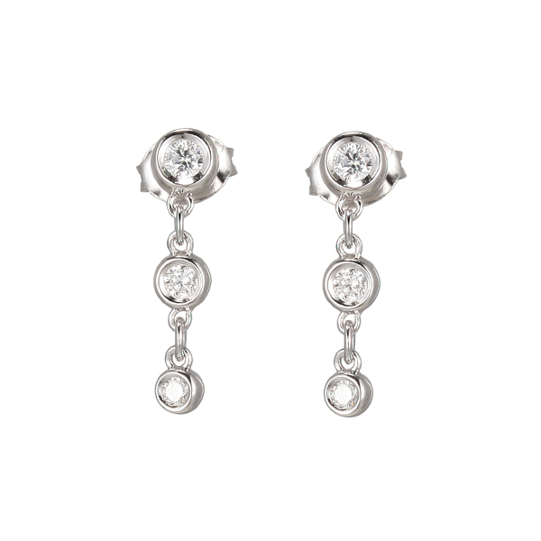 Bezel Set Lab Grown Diamond (0.21 CTW.) 3-stone Graduated Earrings - Silver