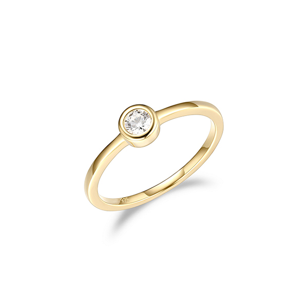 Diamondlite Cubic Zirconia 3.5mm Round Bezel Set Solitaire Ring - Gold - Size 7