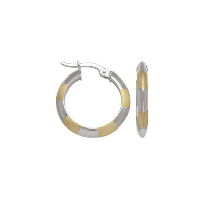 10K Two Tone Gold Hoop Earrings - ETECA189 - 1.6 gm