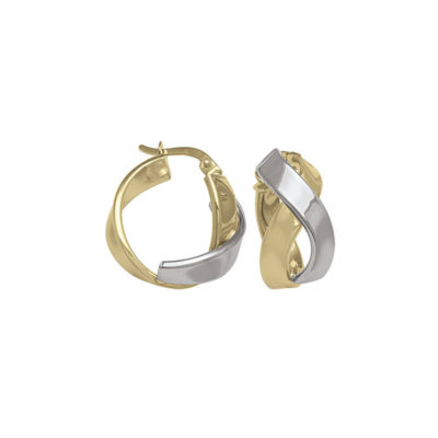 10K Two Tone Gold Hoop Earrings - ETECA194 - 2.1 gm