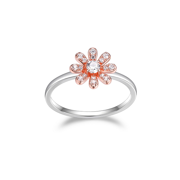 Diamondlite Cubic Zirconia Daisy Flower Ring - Rose Gold - Size 8