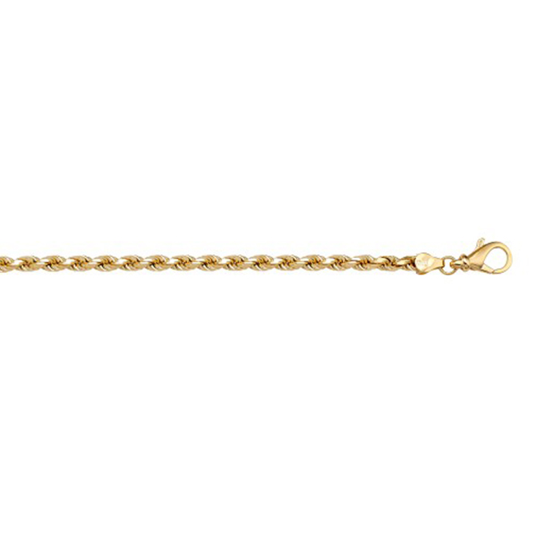 10K Gold Solid Diamond Cut Ropes 1.8mm Gauge 7" Bracelet - 2.5 gm