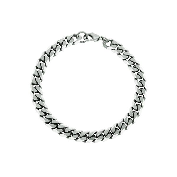 STEELX Satin Flat 8mm Cable Chain Bracelet - Silver