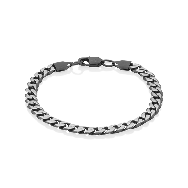 STEELX 7mm Curb Chain Bracelet - Black and Silver