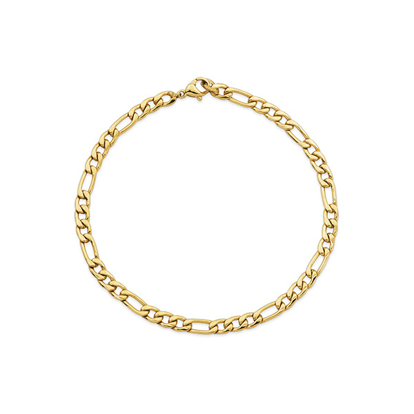 STEELX 4.5mm Figaro Chain Bracelet - Gold