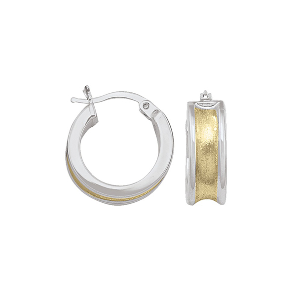 14K Two Tone Gold Hoop Earrings - ECZE123 - 1.9 gm