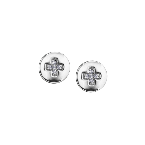 Diamond Button Stud Earrings in 10K (0.05 CT. T.W.) - Silver