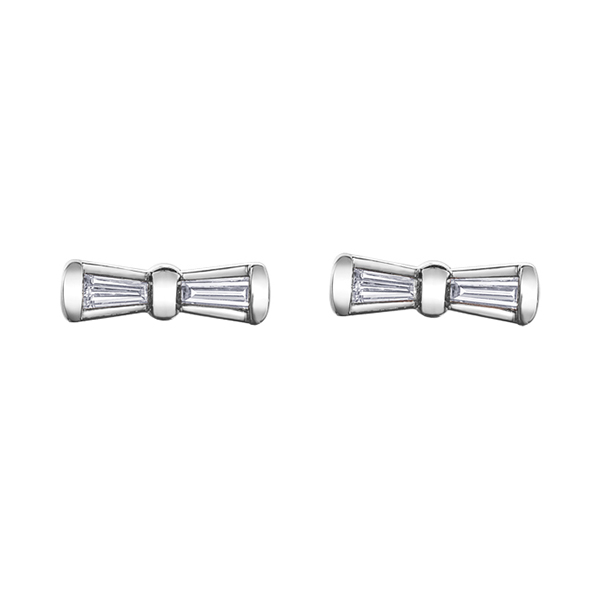 Diamond Bow Stud Earrings in 10K (0.12 CT. T.W.) - Silver
