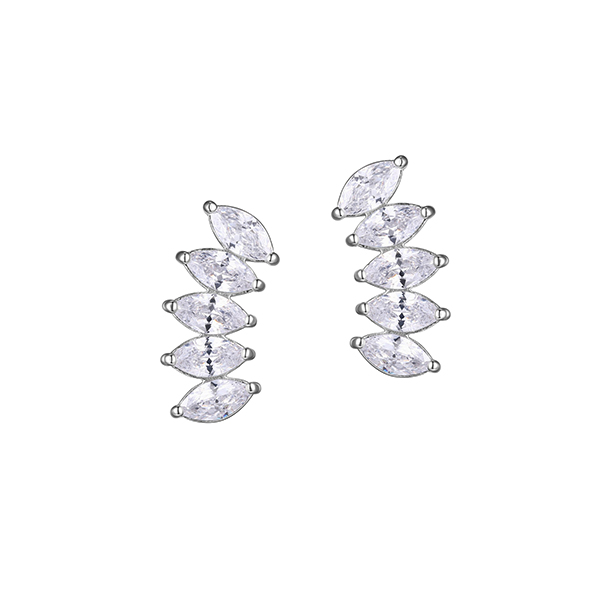 Diamondlite Cubic Zirconia Marquise Fan Earrings - Silver