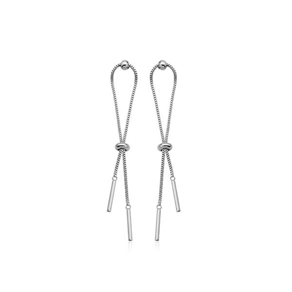 CJ Steelx Slideable Bar Earrings - Silver