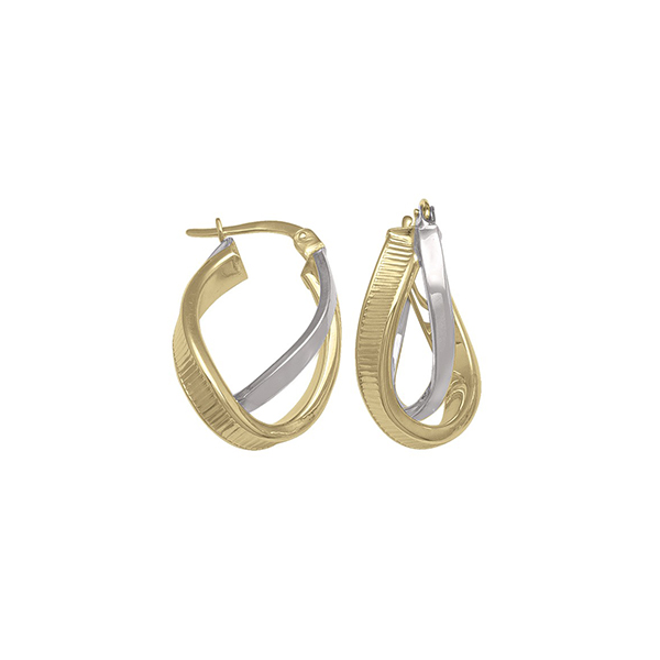 14K Two Tone Gold Hoop Earrings - ETA137 - 2.6 gm