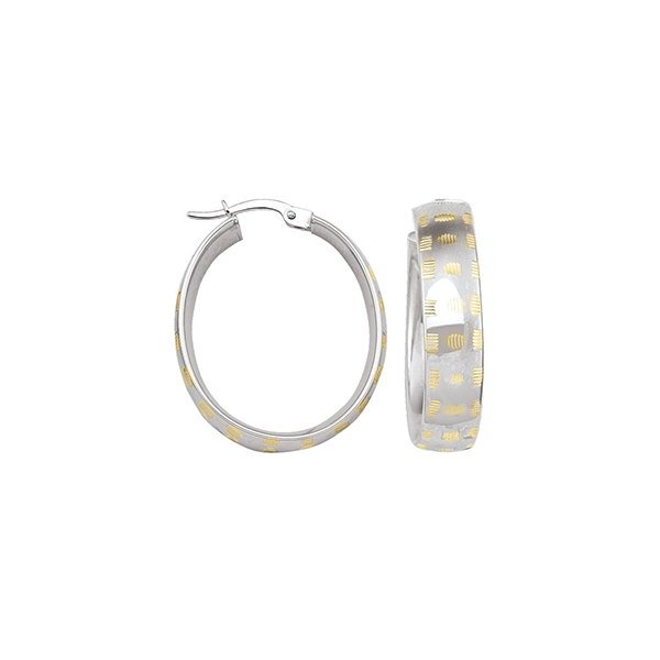 10K Two Tone Gold Hoop Earrings - ETECA198 - 3.5 gm