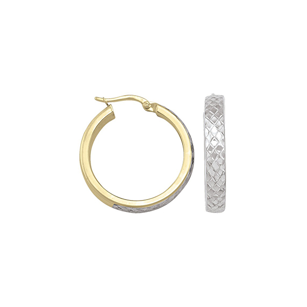 10K Two Tone Gold Hoop Earrings - ETECA31 - 2.5 gm