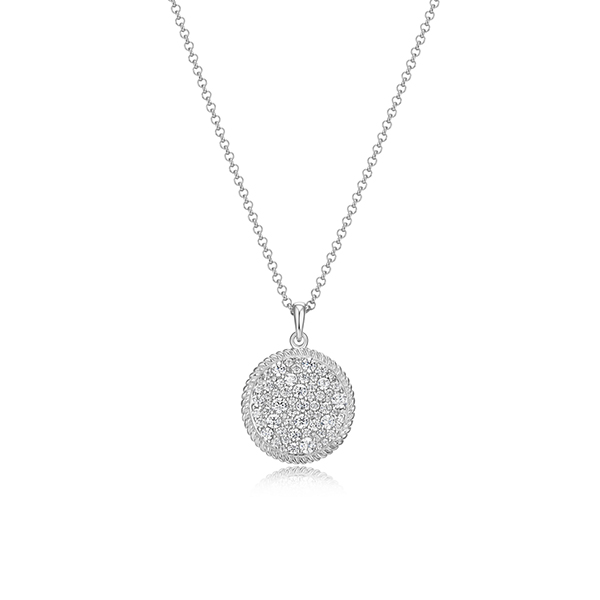 Diamondlite Cubic Zirconia Adjustable Pavé Rope Disc Pendant - Silver