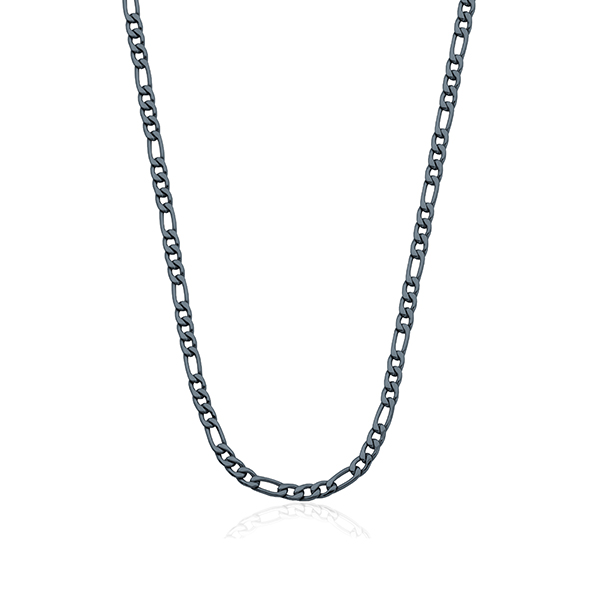 STEELX 4.5mm Figaro Chain Necklace - Blue Grey