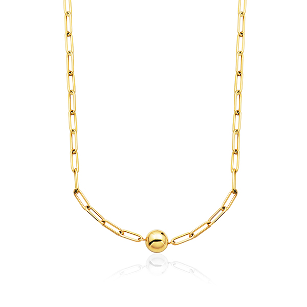 CJ Steelx Link Chain and Bead Necklace - Gold