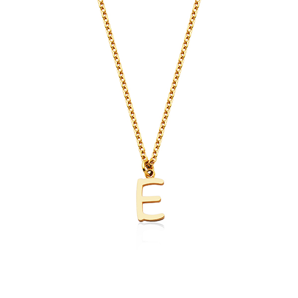 CJ Steelx Carded Letter "E" Necklace - Gold