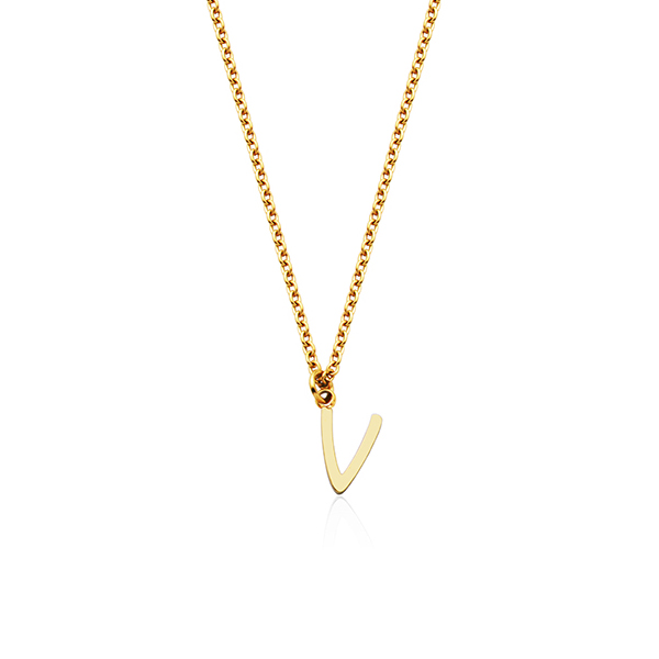 CJ Steelx Carded Letter "V" Necklace - Gold