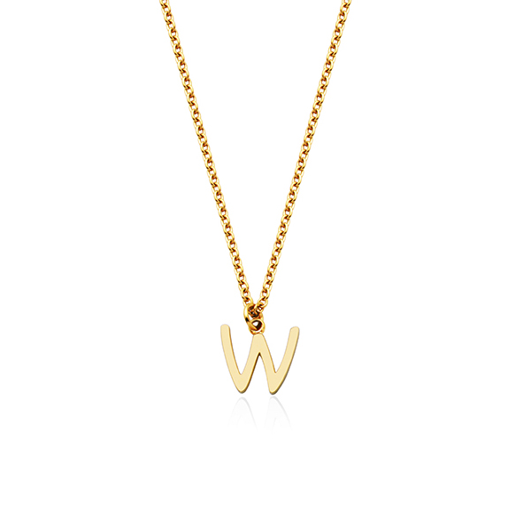 CJ Steelx Carded Letter "W" Necklace - Gold