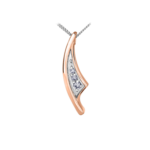 Diamond Pendant in 10K (0.025, 0.015 and 0.01 CT. T.W.) - Silver and Rose