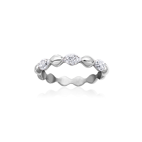 CJ Steelx Teardrop Micropave and High Polish Band - Silver - Size 6