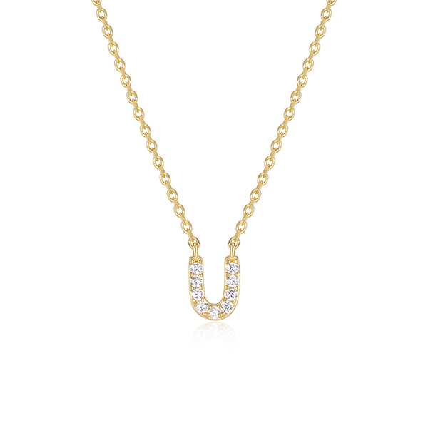 Diamondlite Cubic Zirconia Mini Initial U Necklace - Gold