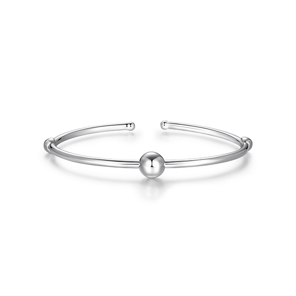 BR1LAKH-W "Orb" Sterling Silver Bead Cuff Bangle