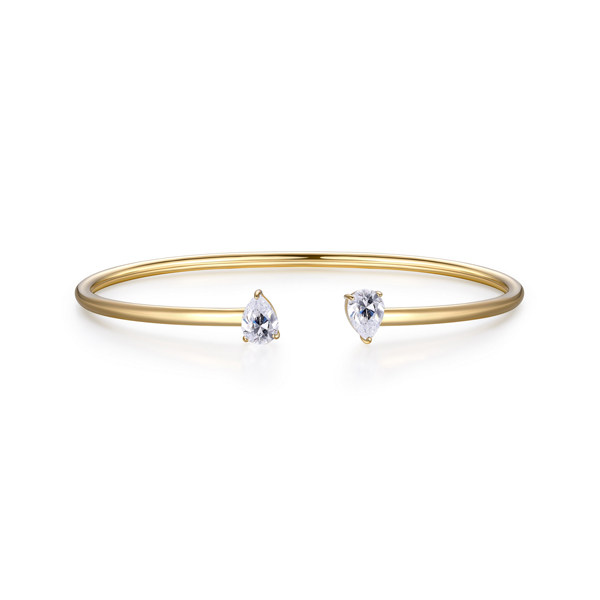 Diamondlite Cubic Zirconia Harmony Pear Open Flexi-bangle - Gold