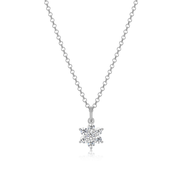 Diamondlite Cubic Zirconia Petite Fleur Rolo Necklace - Silver