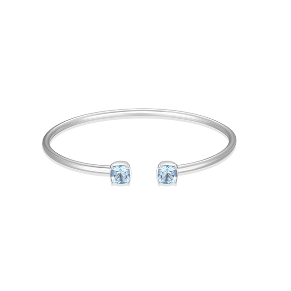 BR1LALD-B "Marble" Blue Topaz Cushion Cut Cuff Bangle
