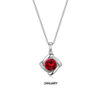 ELLE JAN "Birthstone" (Siam) and Signity Cubic Zirconia Pendant