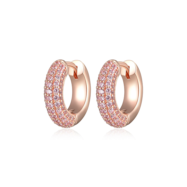 E32LCLS-R "Stardust" 15mm Hoop Earrings with 5-Row Clear Cubic Zirconia