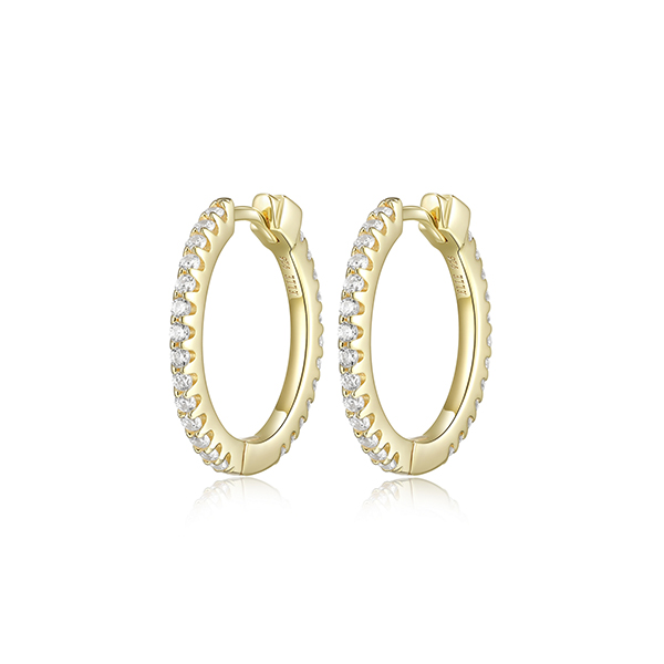 E32LCMD-Y "Stardust" 20mm Hoop Earrings with Clear Cubic Zirconia
